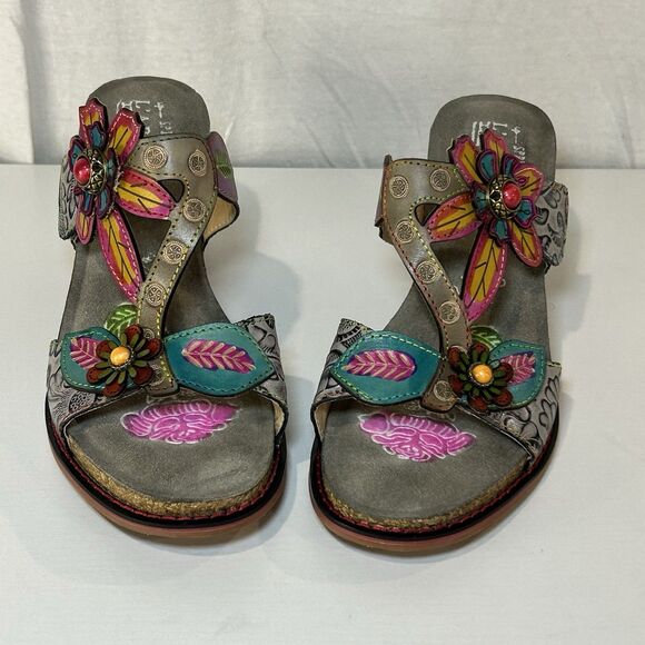 L'Artiste by Spring Step Womens Rossie-Grym Leather Heeled Sandals EU 40 US 9.5 - Picture 1 of 9